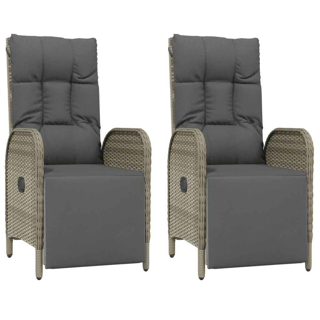 Outdoor Reclining Chairs with Cushions 2 pcs Poly Rattan Grey 319891