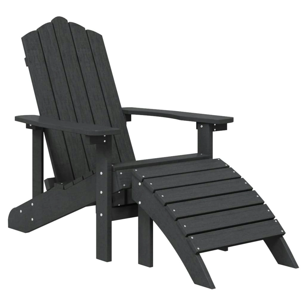 Garden Adirondack Chair with Footstool HDPE Anthracite 318646