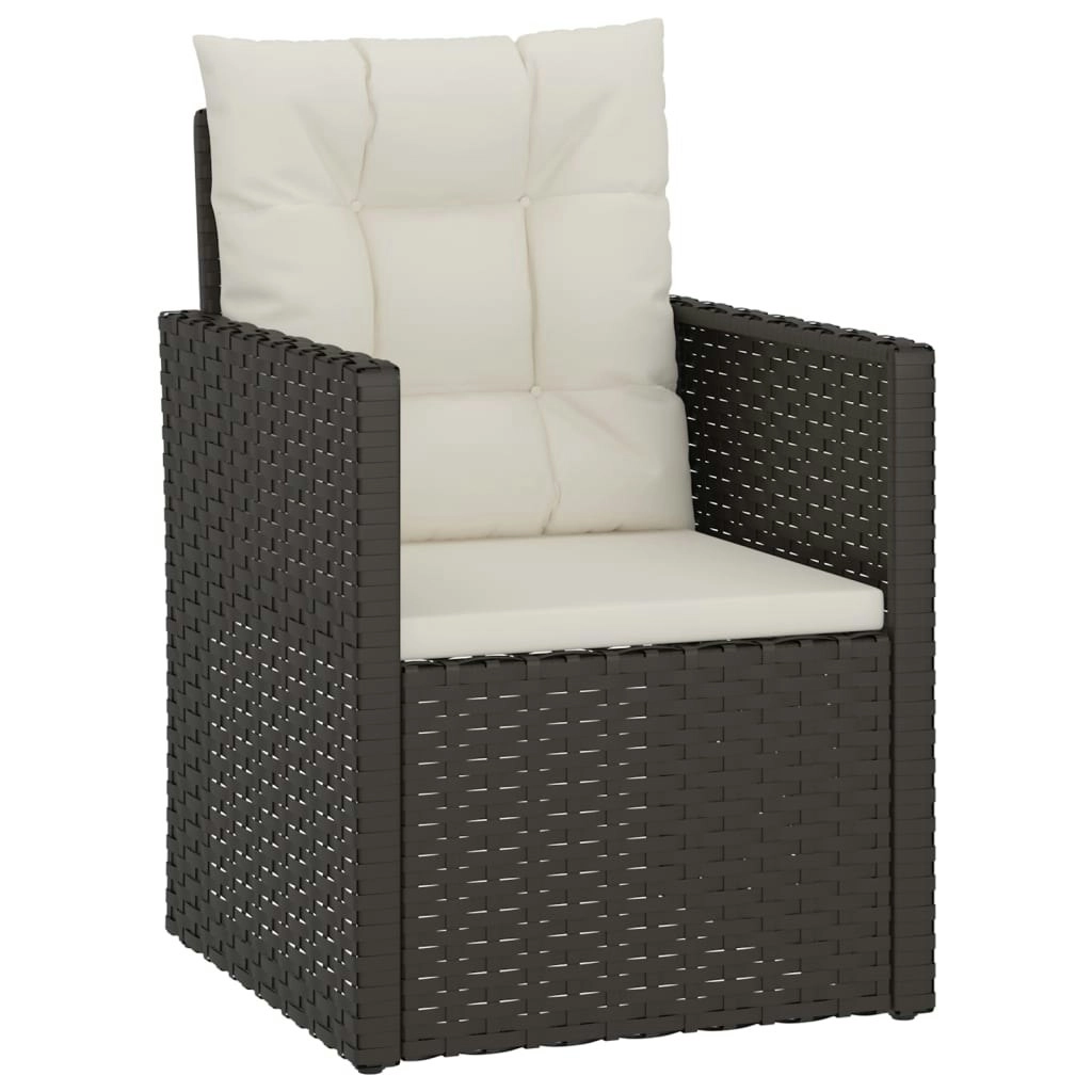 Garden Armchair with Cushions Black Poly Rattan 362322