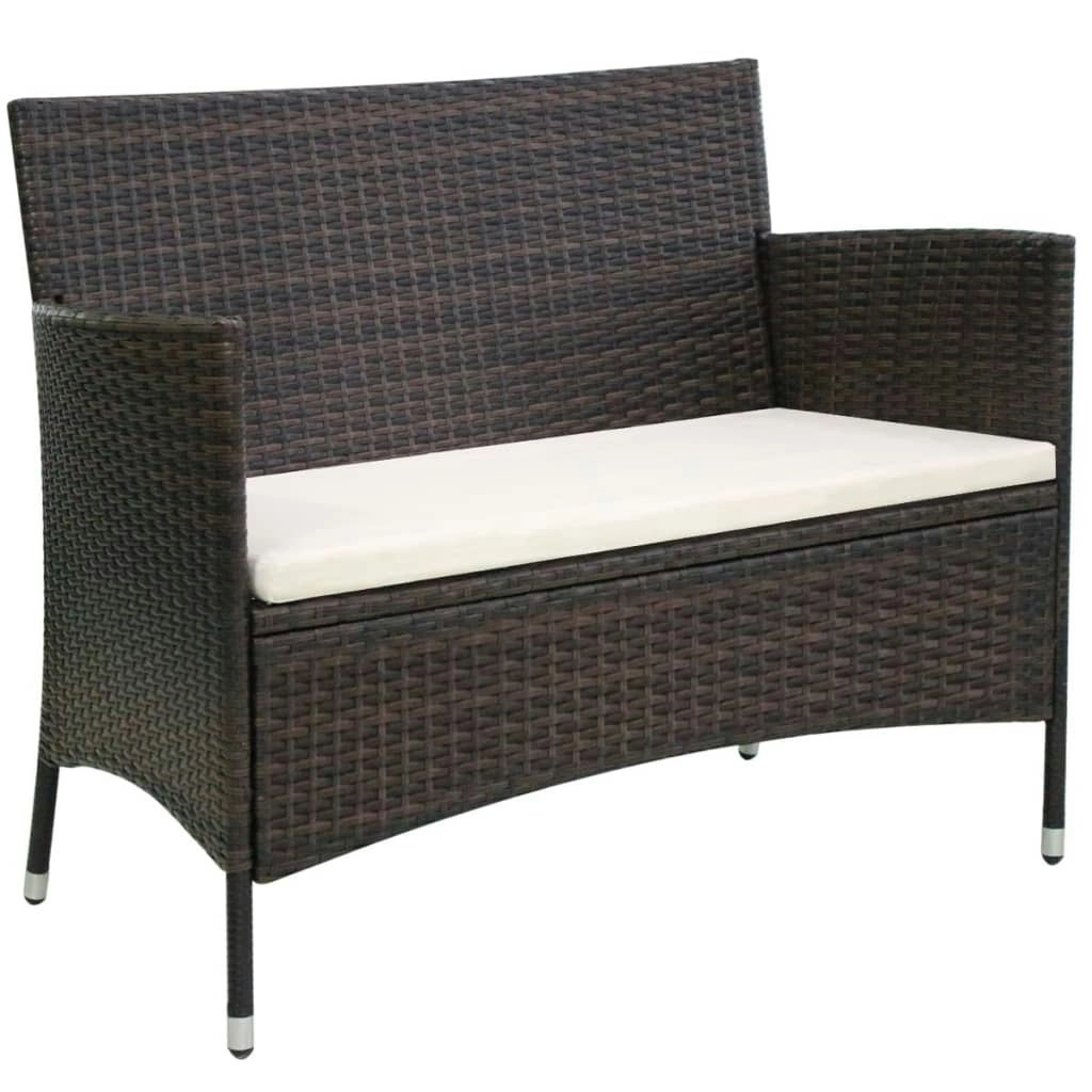 Garden Bench 106 cm Poly Rattan Brown 42581