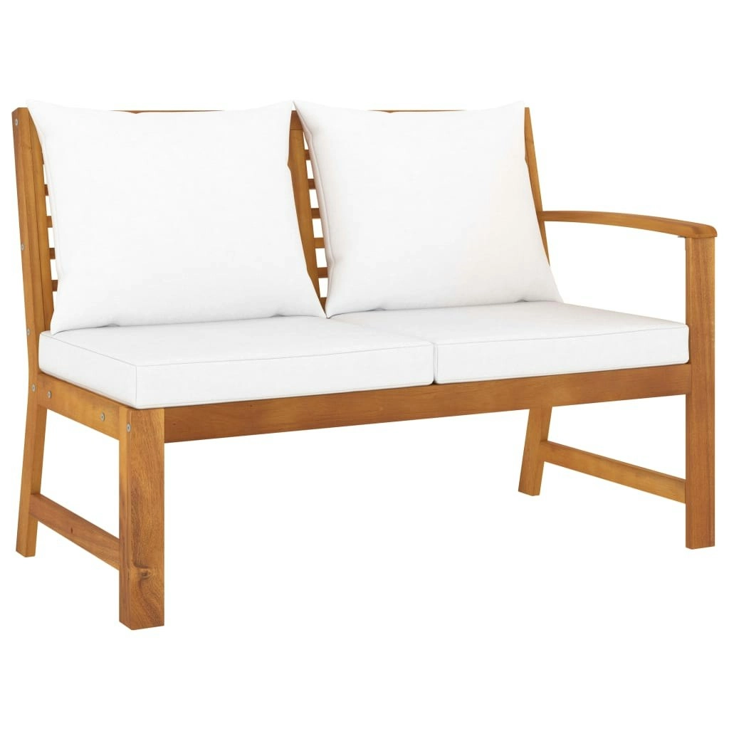 Garden Bench 114.5 cm with Cream Cushion Solid Acacia Wood 311838