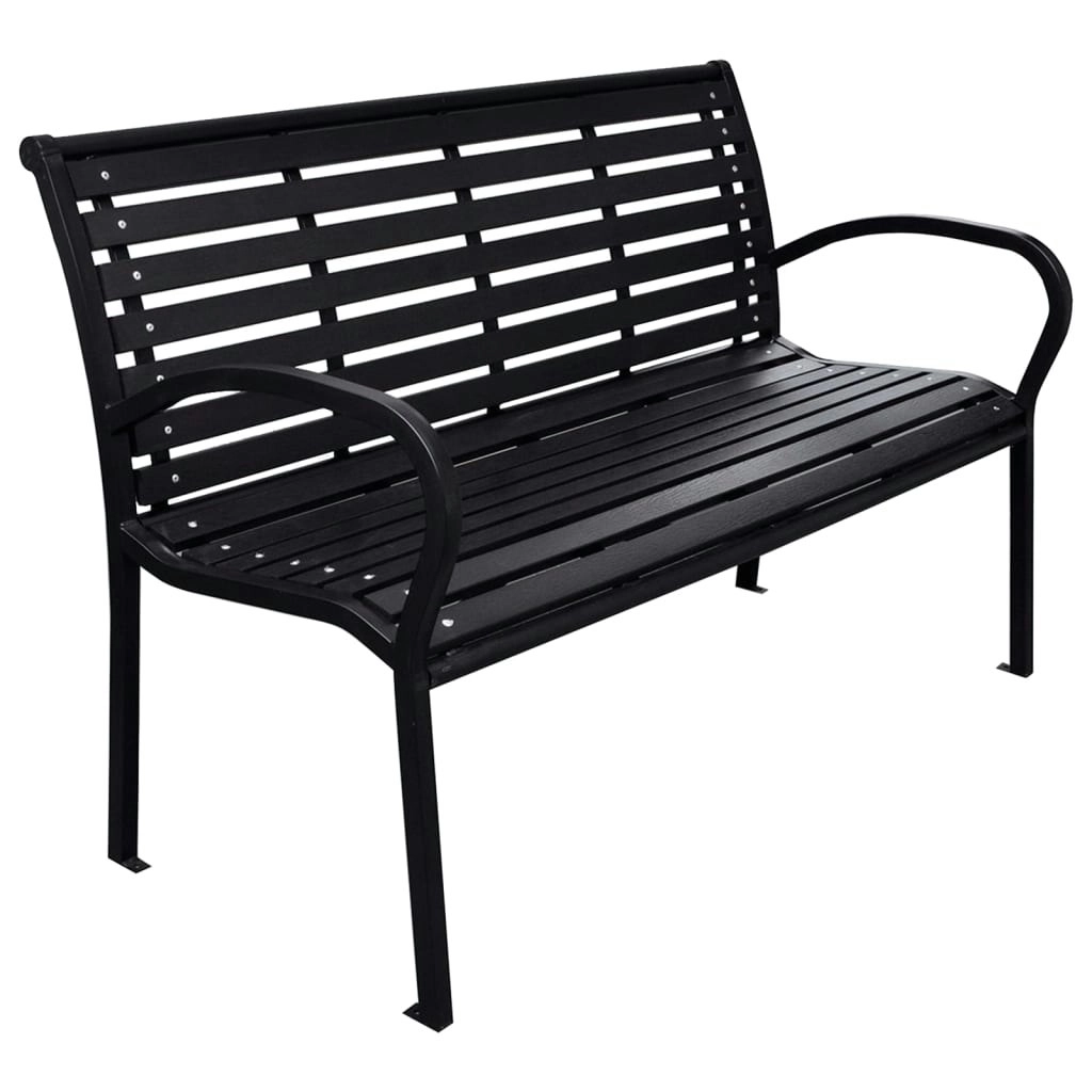 Garden Bench Black 116 cm Steel and WPC 319578