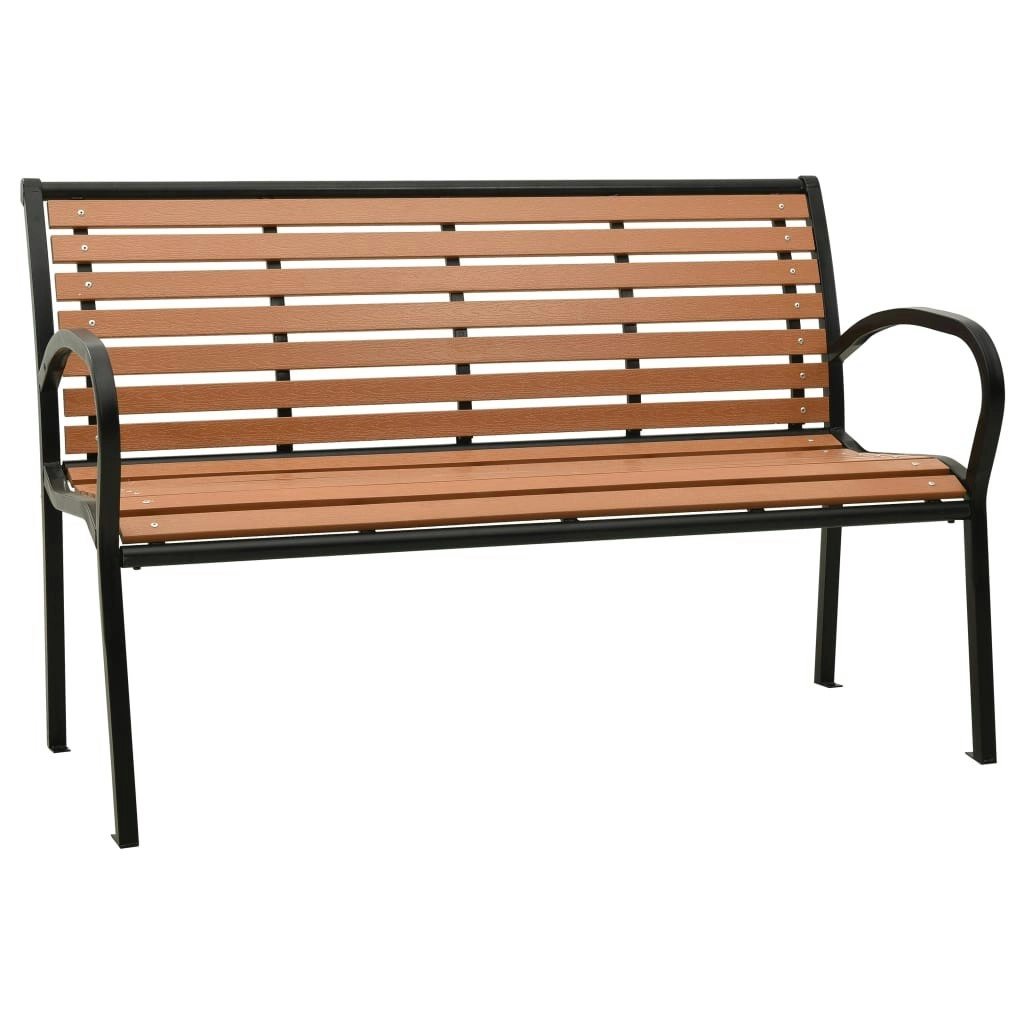 Garden Bench Black and Brown 116 cm Steel and WPC 319579