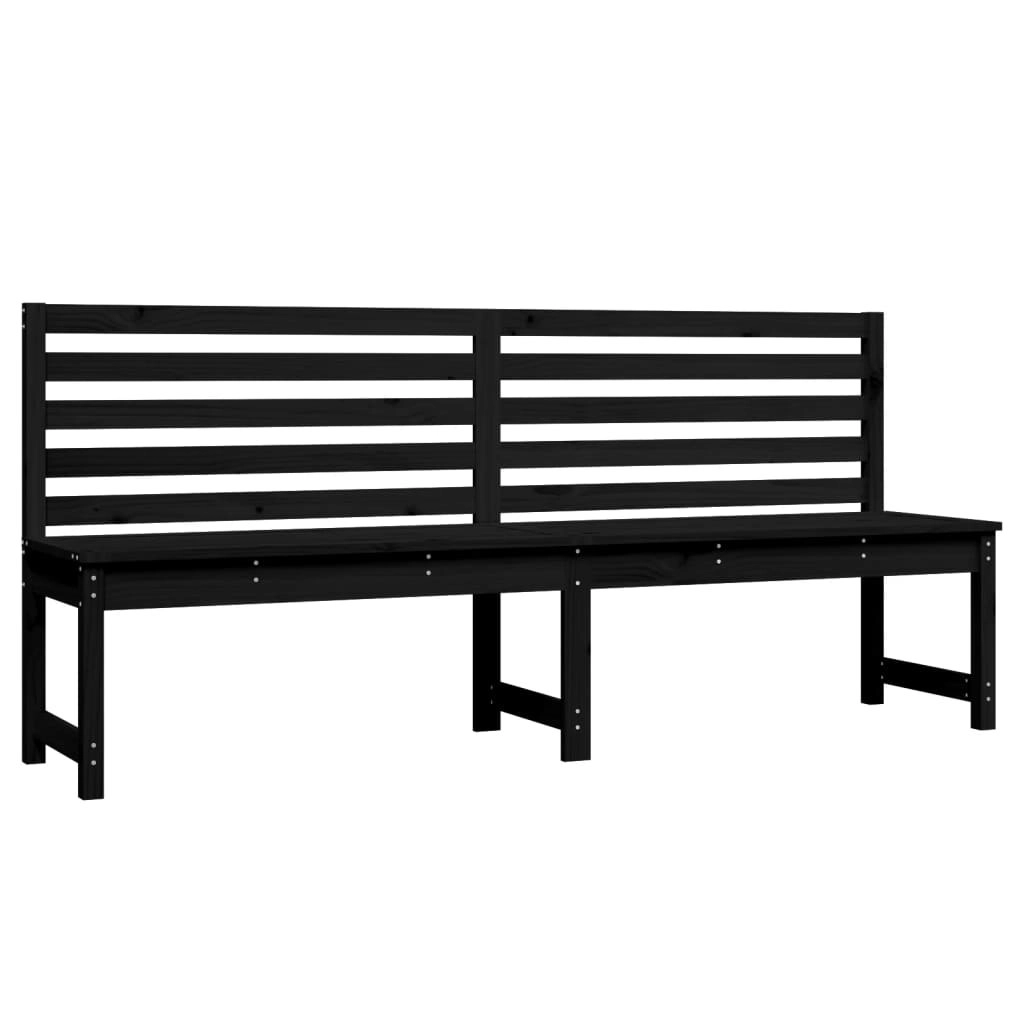 Garden Bench Black 201.5 cm Solid Wood Pine 824050