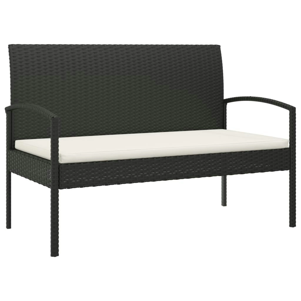 Garden Bench with Cushion Black 105 cm Poly Rattan 362166