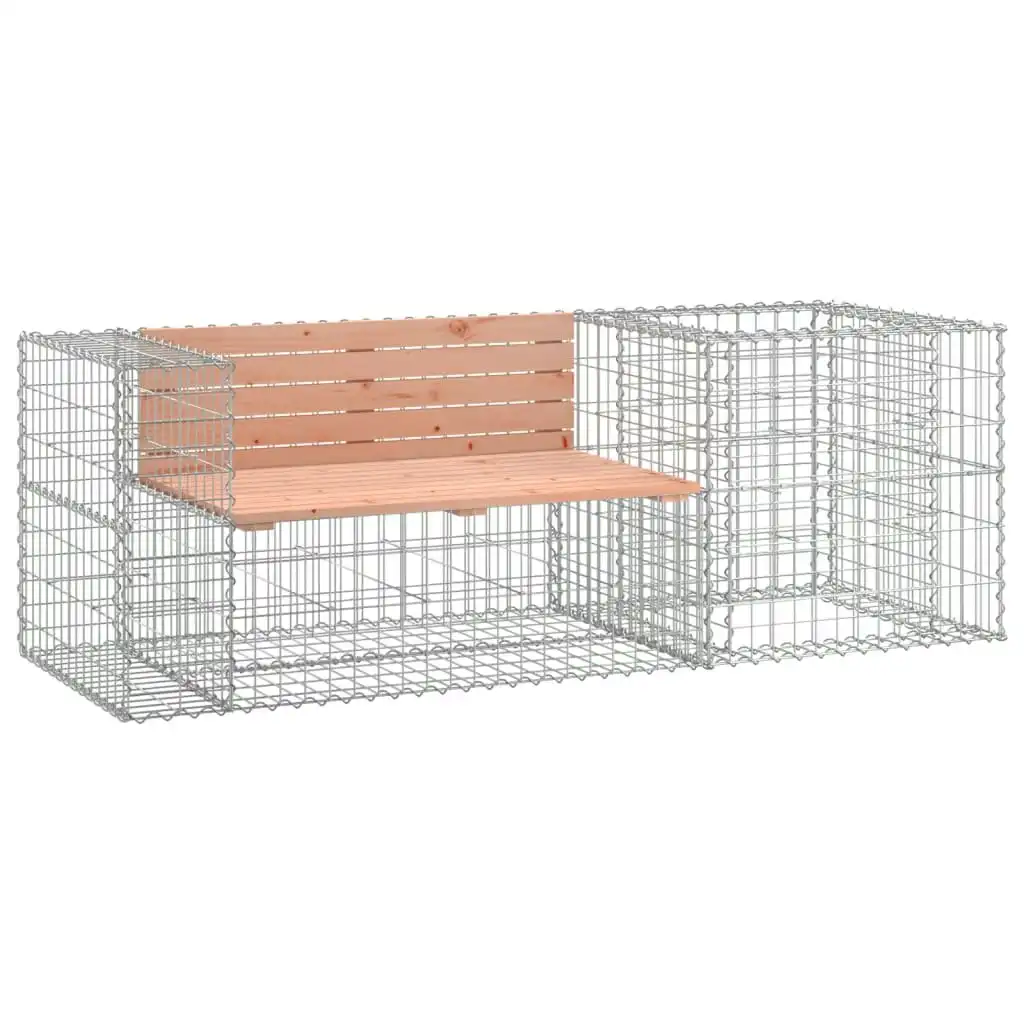 Garden Bench with Gabion Basket Solid Wood Douglas 3196243