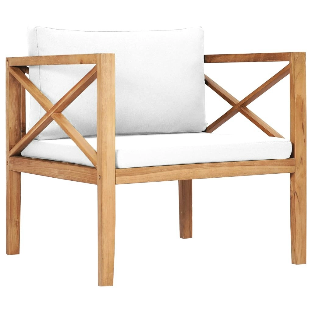 Garden Chair with Cream Cushions Solid Teak Wood 49369