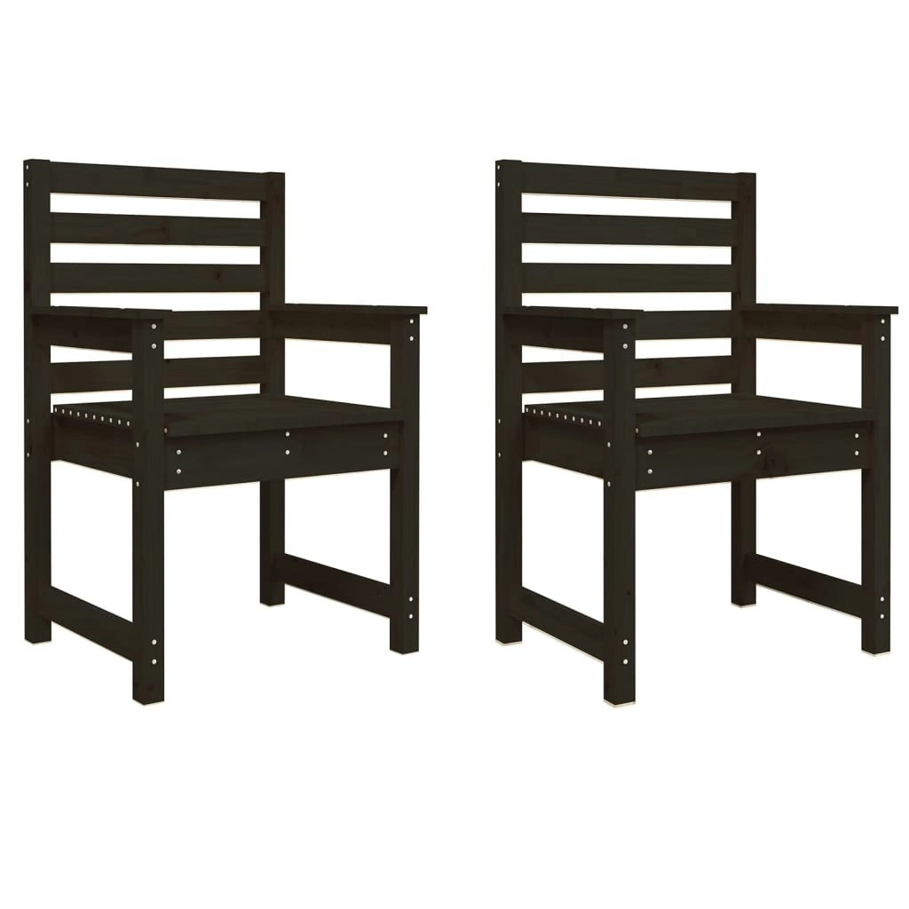 Garden Chairs 2 pcs Black 60x48x91 cm Solid Wood Pine 824057