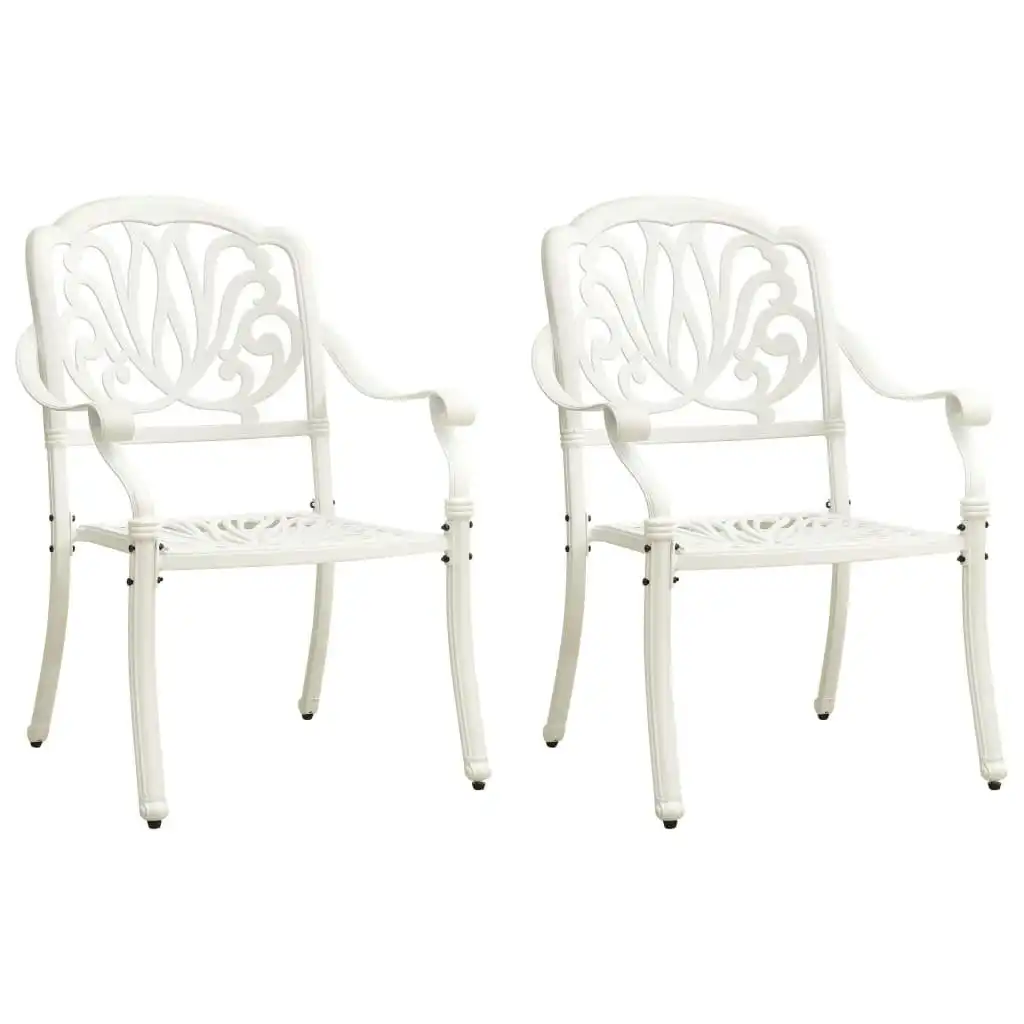 Garden Chairs 2 pcs Cast Aluminium White 315569