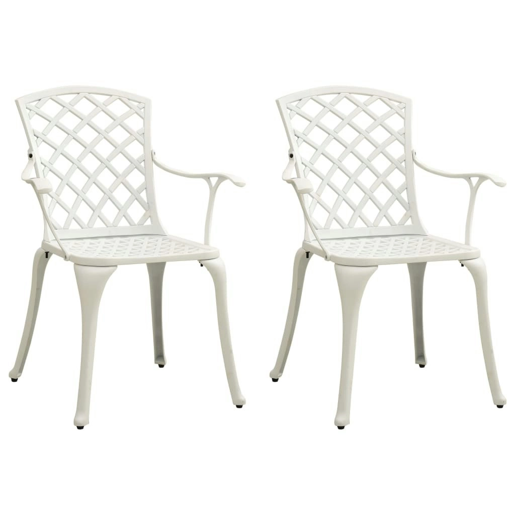 Garden Chairs 2 pcs Cast Aluminium White 315574