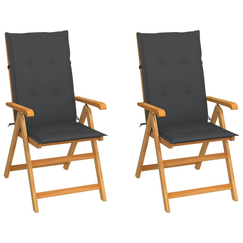 Garden Chairs 2 pcs with Anthracite Cushions Solid Teak Wood 3062376