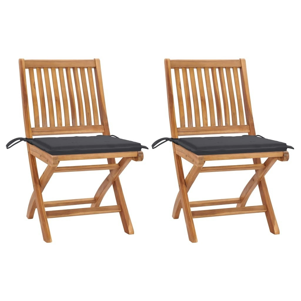 Garden Chairs 2 pcs with Anthracite Cushions Solid Teak Wood 3062433