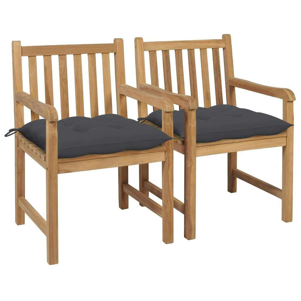 Garden Chairs 2 pcs with Anthracite Cushions Solid Teak Wood 3062745