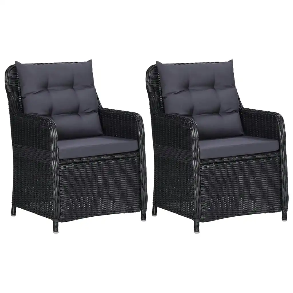 Garden Chairs 2 pcs with Cushions Poly Rattan Black 46548