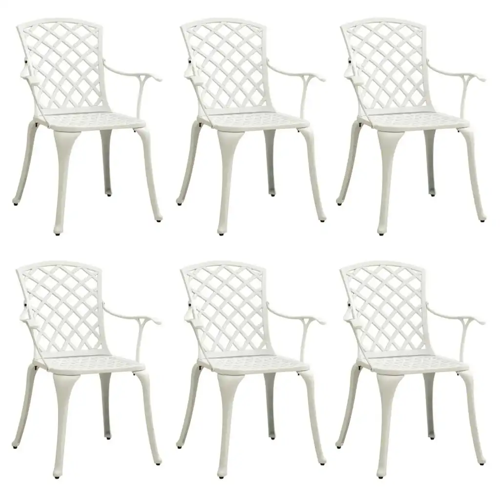 Garden Chairs 6 pcs Cast Aluminium White 3216321