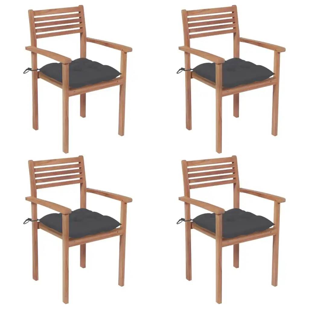 Garden Chairs 4 pcs with Anthracite Cushions Solid Teak Wood 3062304