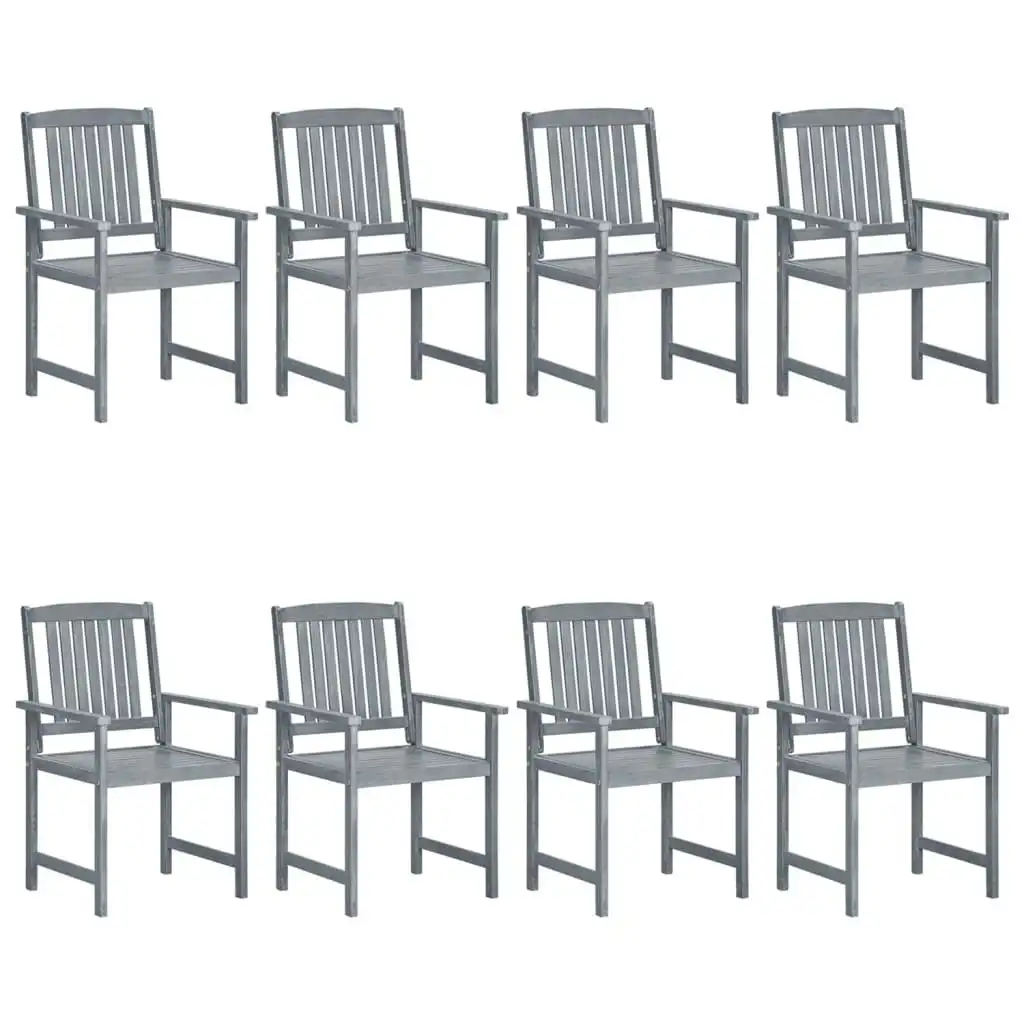 Garden Chairs 8 pcs Solid Acacia Wood Grey 3078206