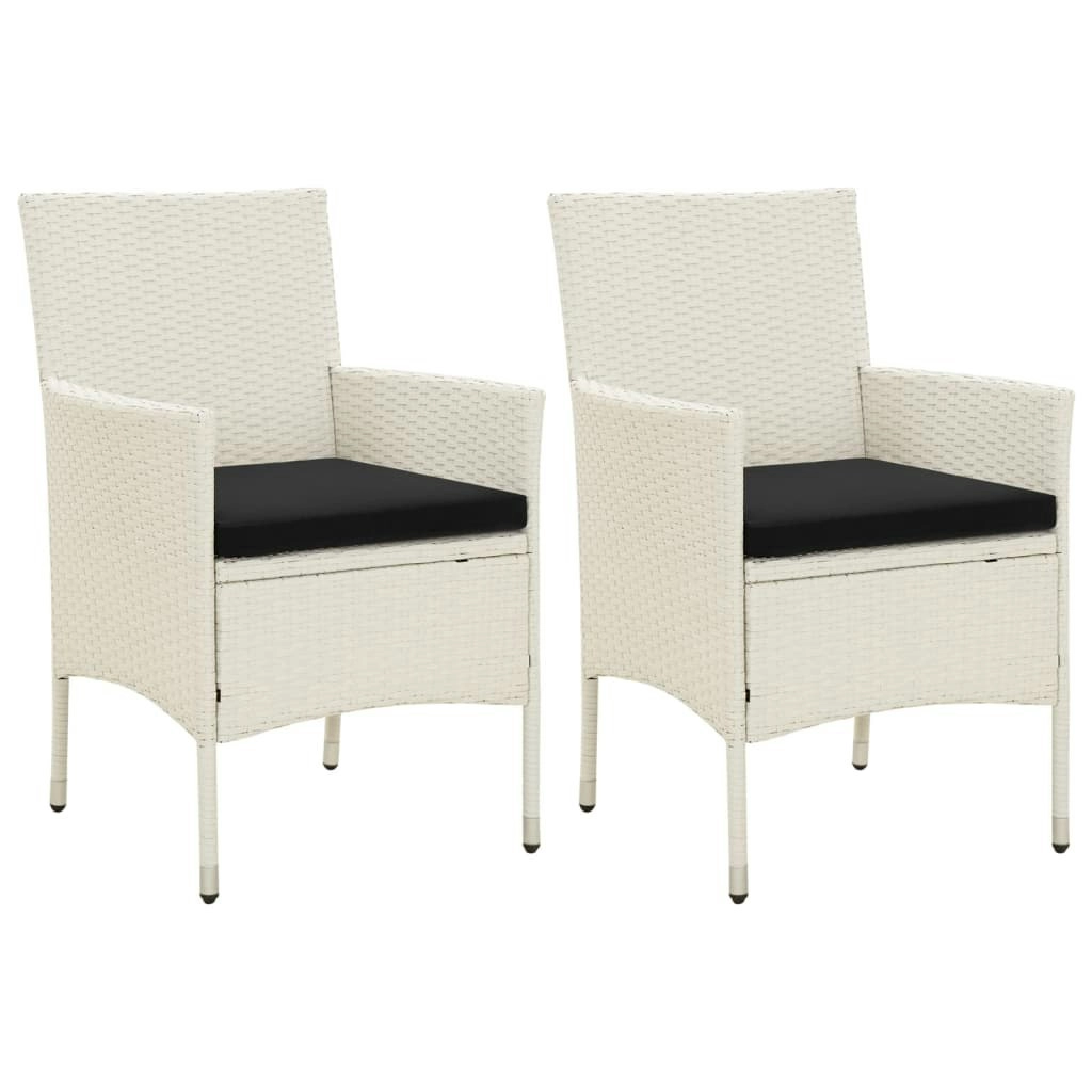 Garden Chairs with Cushions 2 pcs Poly Rattan White 316683