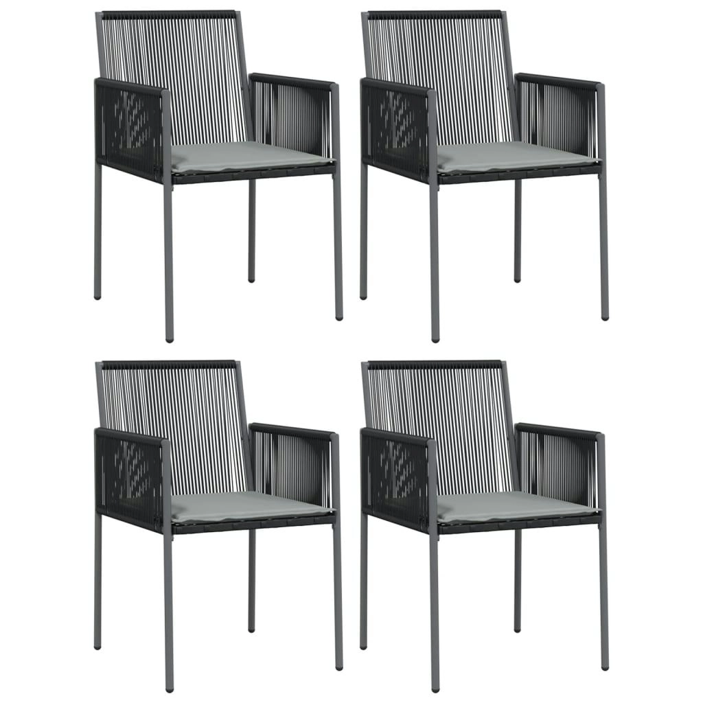 Garden Chairs with Cushions 4 pcs Black 54x60.5x83.5 cm Poly Rattan 3187091