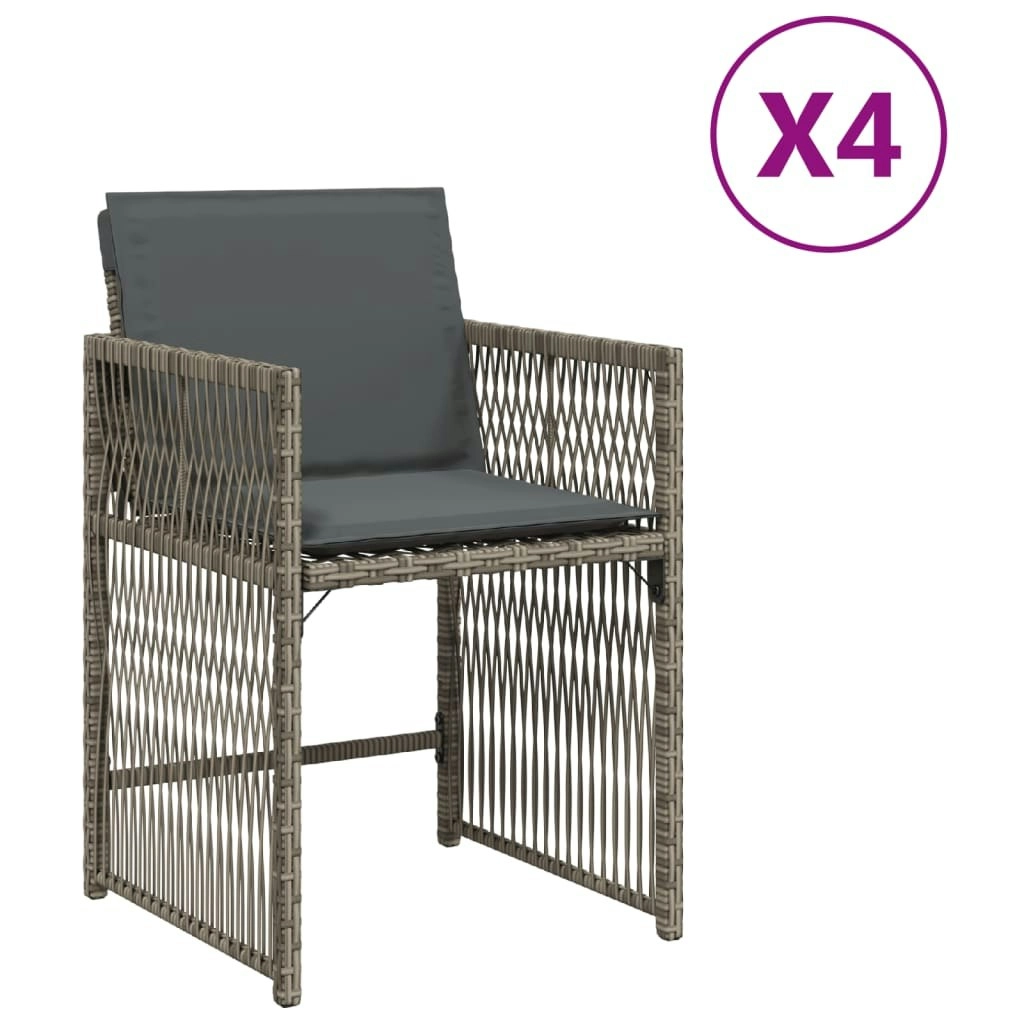 Garden Chairs with Cushions 4 pcs Grey Poly Rattan 365036