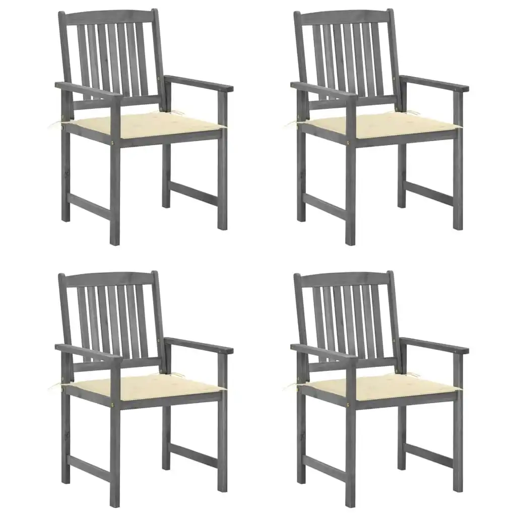 Garden Chairs with Cushions 4 pcs Grey Solid Acacia Wood 3061226