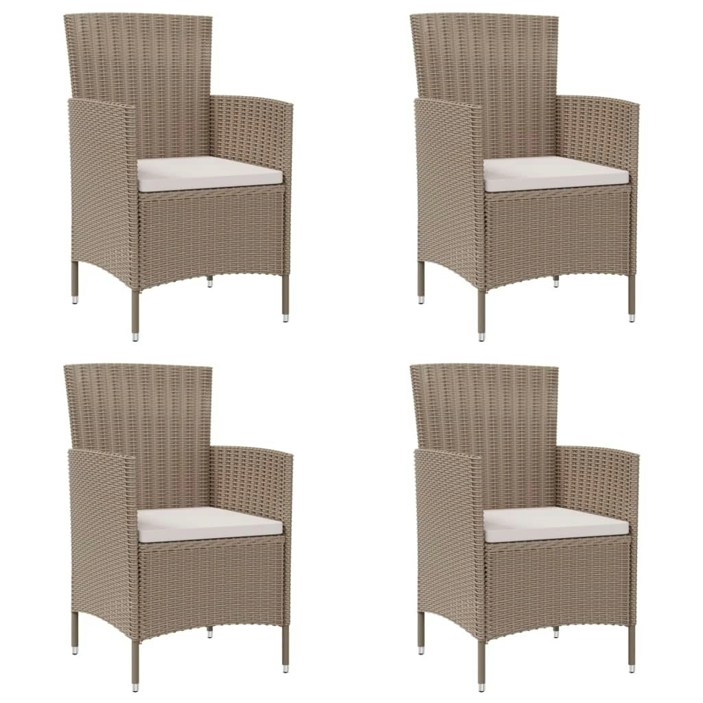 Garden Chairs with Cushions 4 pcs Poly Rattan Beige 316692