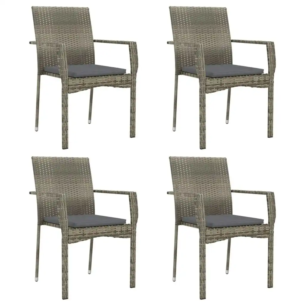 Garden Chairs with Cushions 4 pcs Poly Rattan Grey 319884