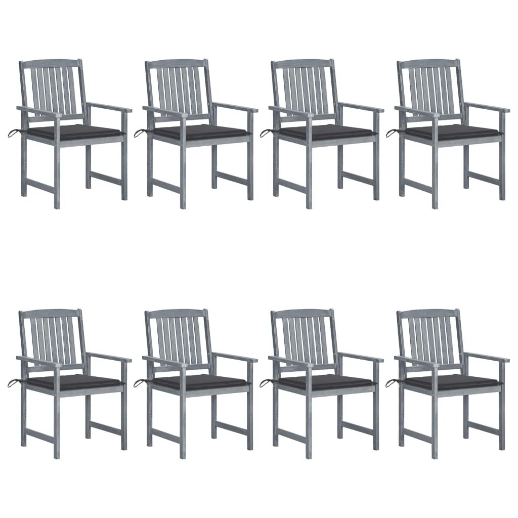 Garden Chairs with Cushions 8 pcs Solid Acacia Wood Grey 3078222