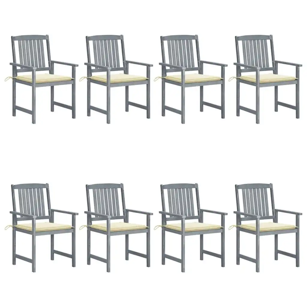 Garden Chairs with Cushions 8 pcs Solid Acacia Wood Grey 3078224