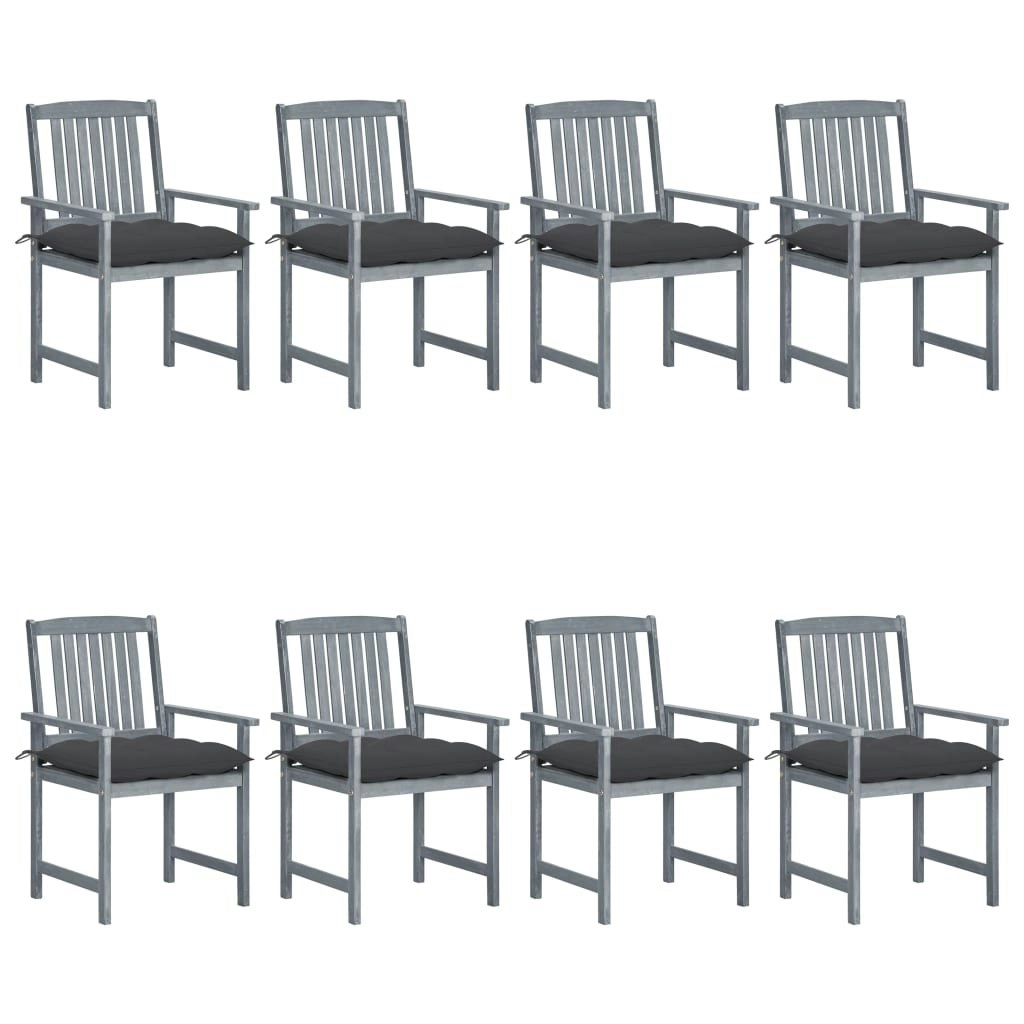 Garden Chairs with Cushions 8 pcs Solid Acacia Wood Grey 3078249