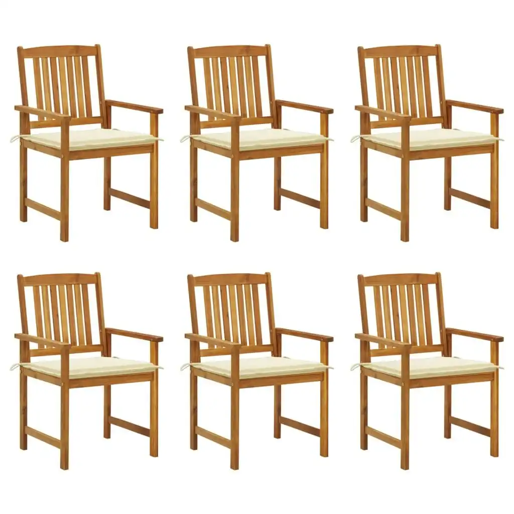 Garden Chairs with Cushions 6 pcs Solid Wood Acacia 3078153