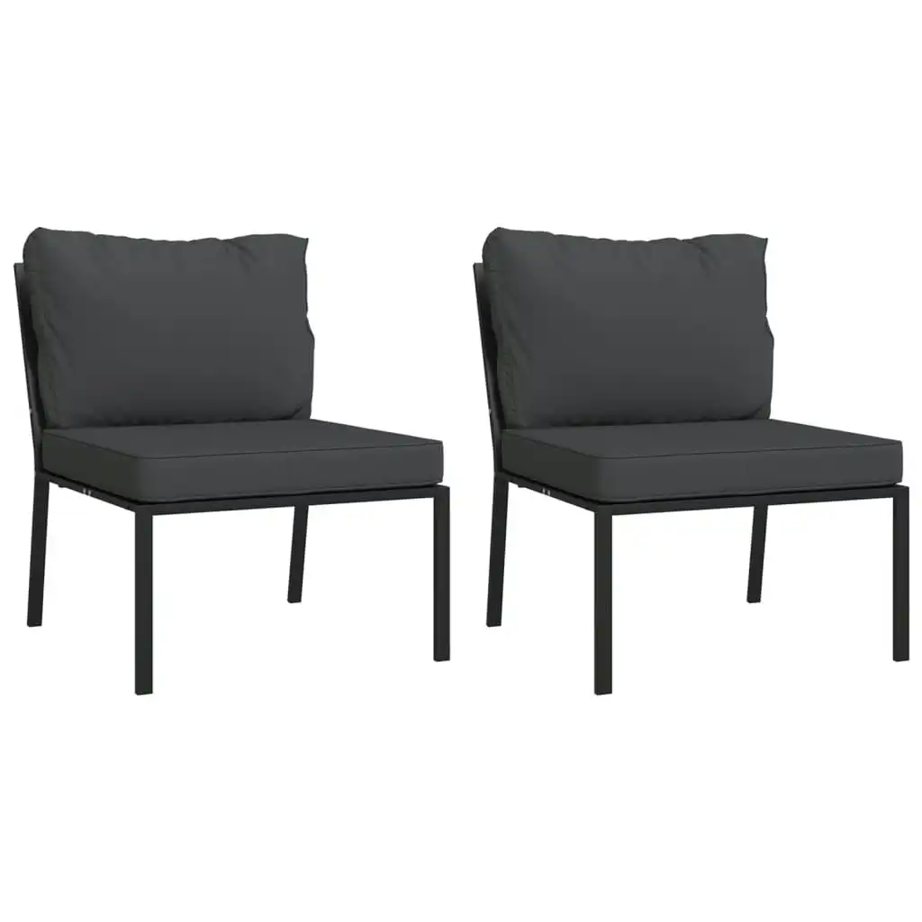 Garden Chairs with Grey Cushions 2 pcs 60x74x79 cm Steel 362717