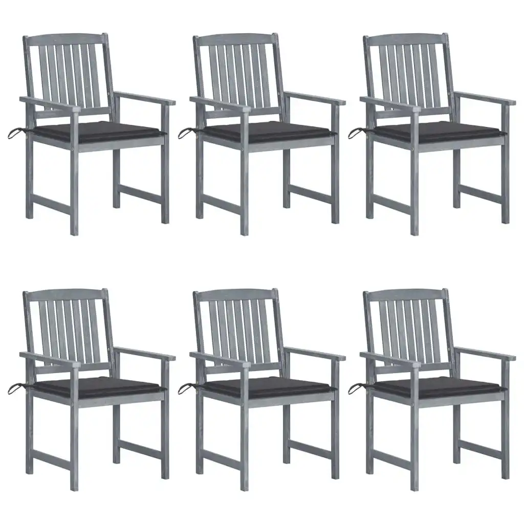 Garden Chairs with Cushions 6 pcs Solid Wood Acacia Grey 3078207