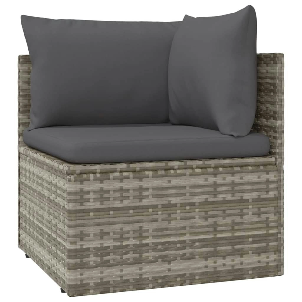 Garden Corner Sofa with Cushion Grey 57x57x56 cm Poly Rattan 318670