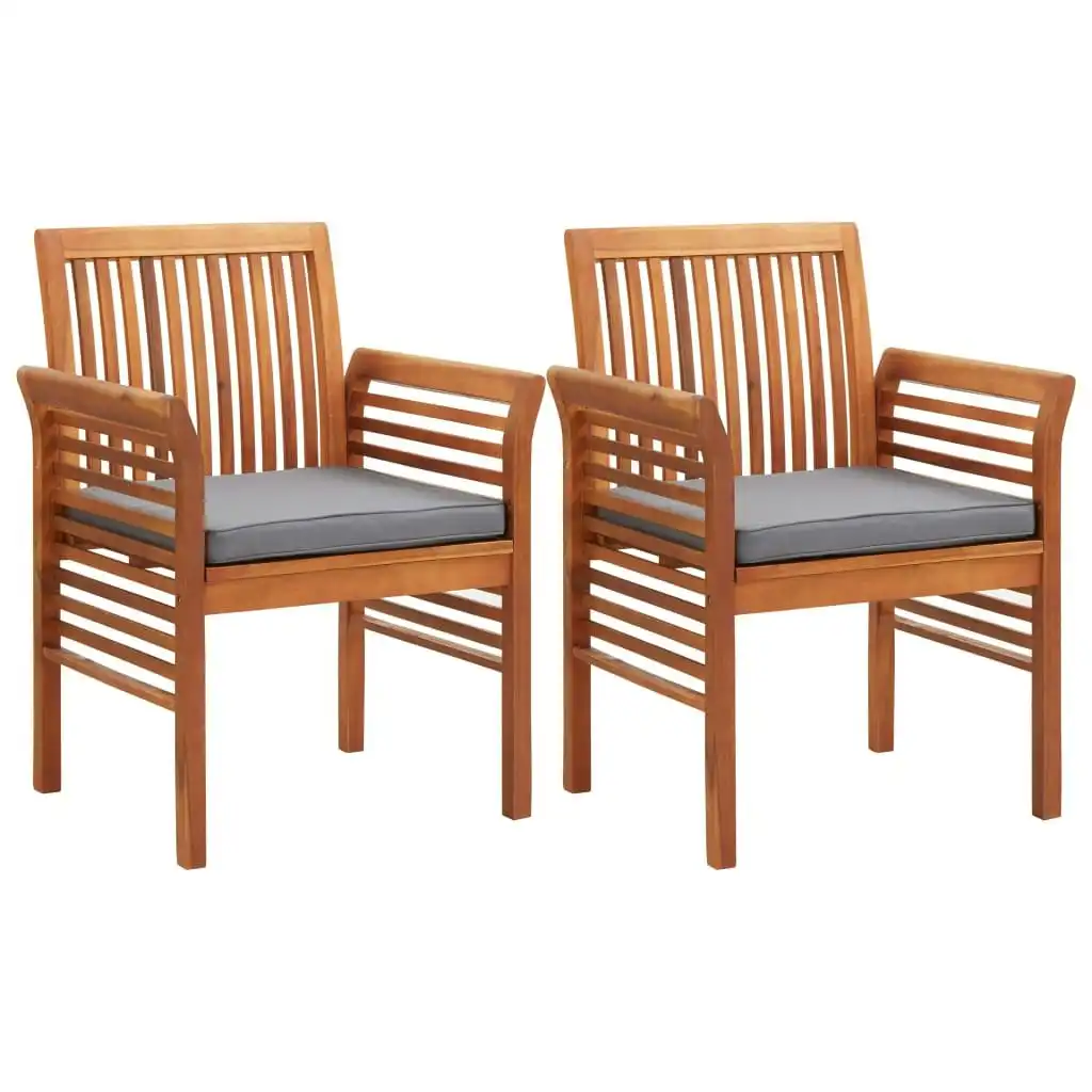 Garden Dining Chairs with Cushions 2 pcs Solid Acacia Wood 45970