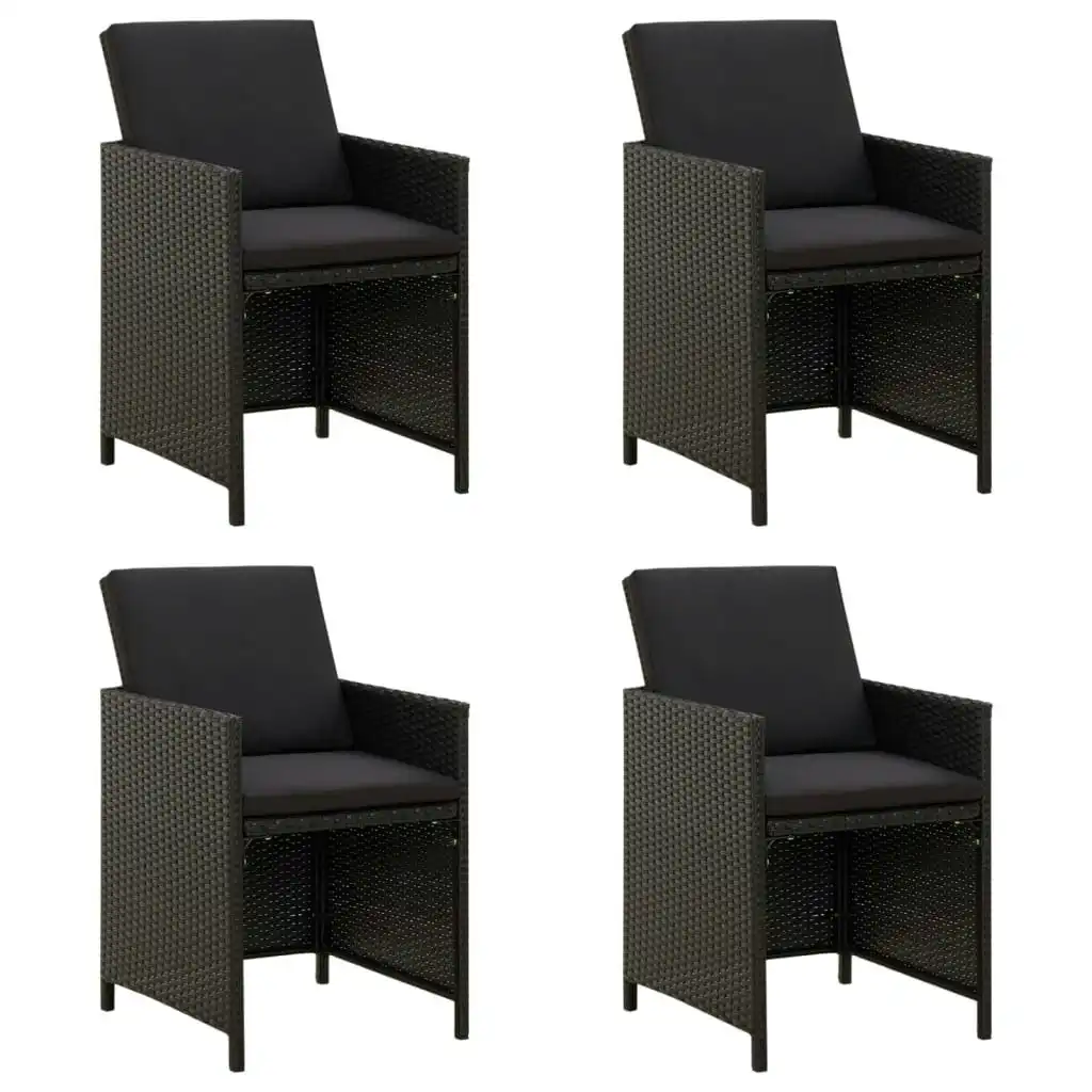 Garden Chairs with Cushions 4 pcs Poly Rattan Black 316746