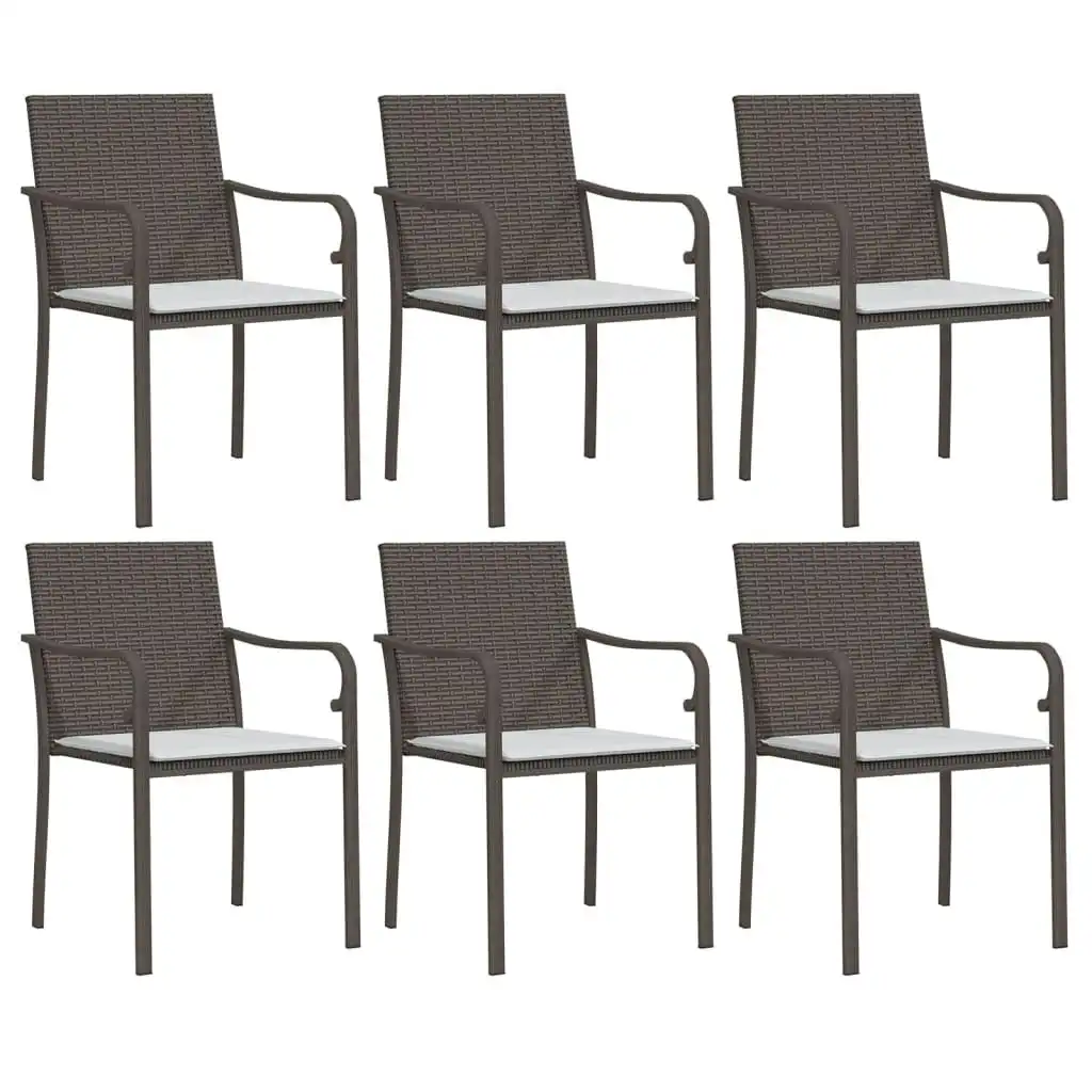 Garden Chairs with Cushions 6 pcs Brown 56x59x84 cm Poly Rattan 3187074