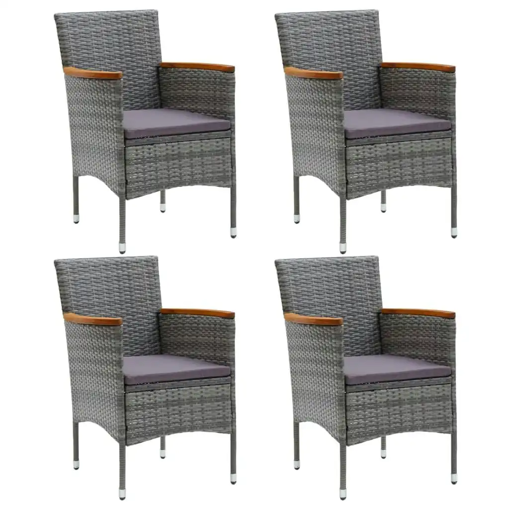 Garden Dining Chairs 4 pcs Poly Rattan Grey 310567