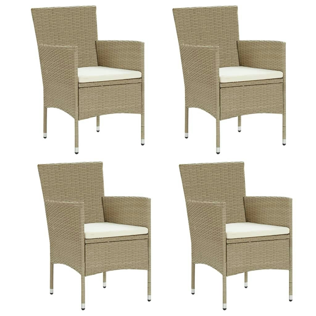 Garden Dining Chairs 4 pcs Poly Rattan Beige 310564