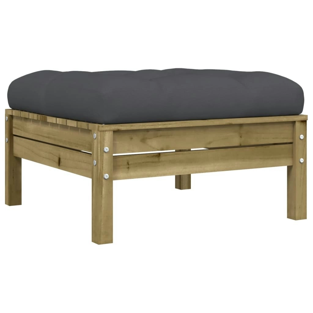 Garden Footstool with Cushion Impregnated Wood Pine 838168