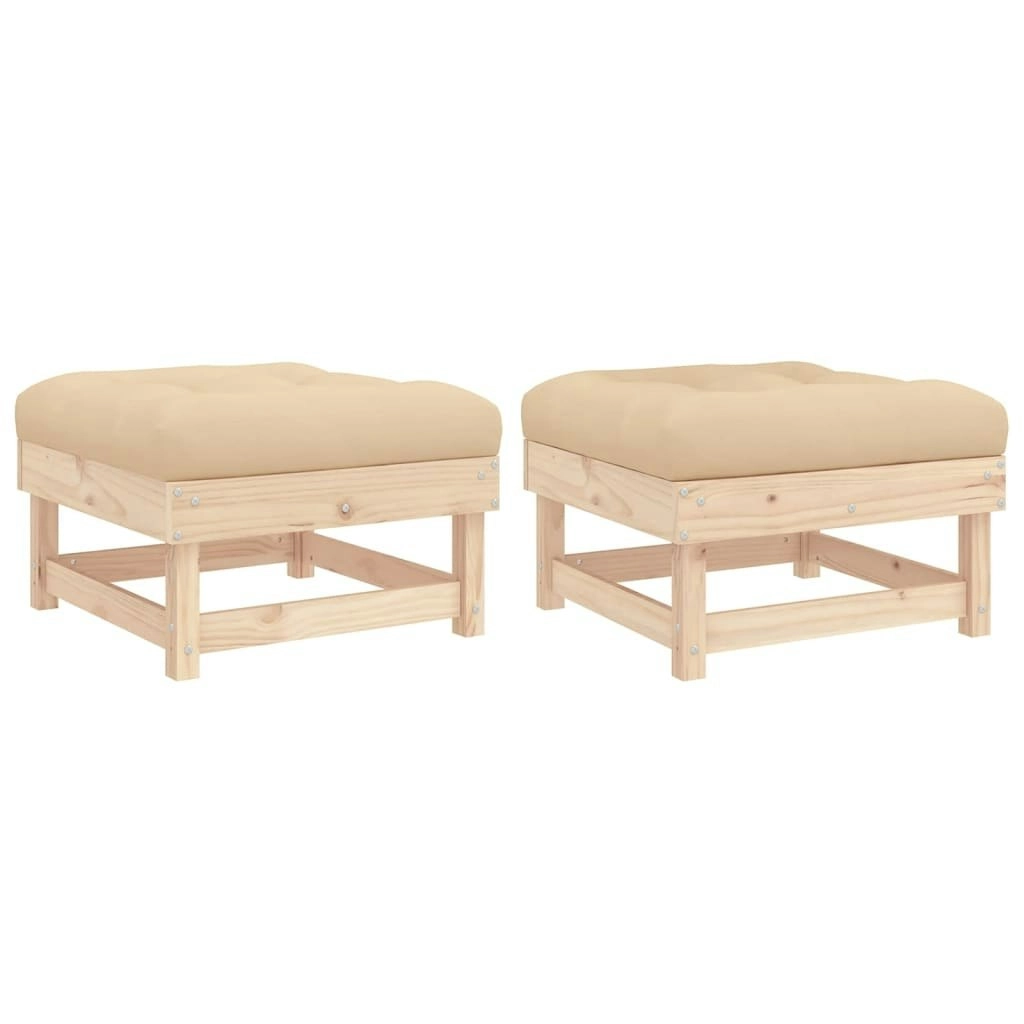 Garden Footstools with Cushions 2pcs Solid Wood Pine 825464