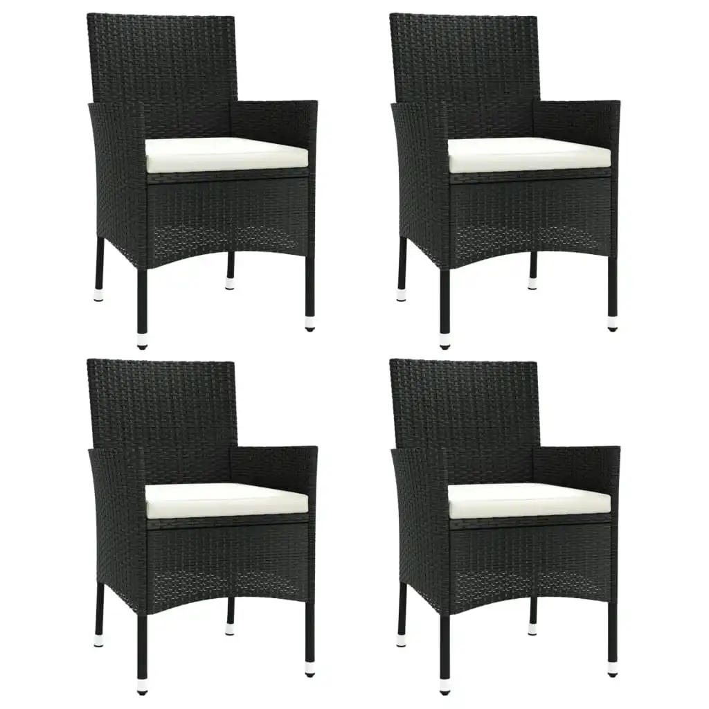 Garden Chairs with Cushions 4 pcs Poly Rattan Black 316688