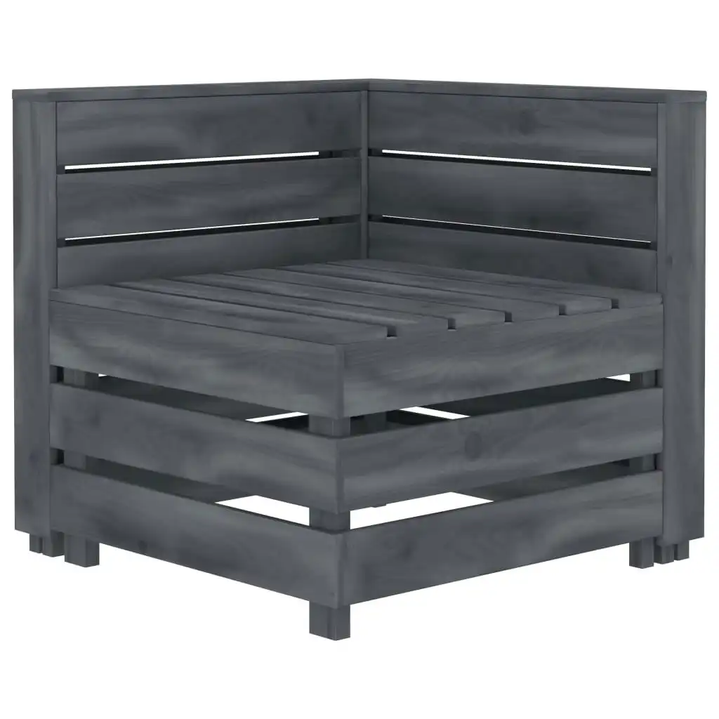 Garden Pallet Corner Sofa Wood Grey 313585