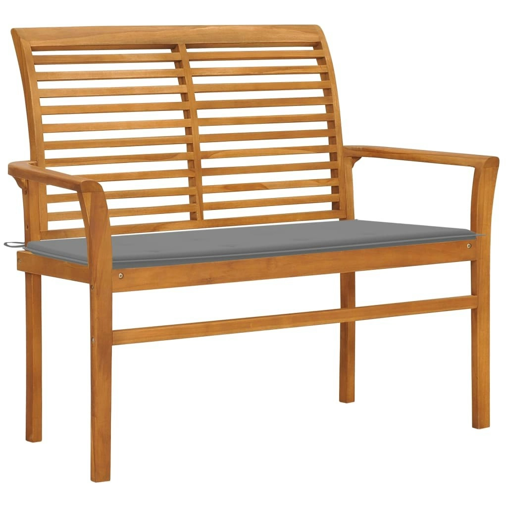 Garden Bench with Grey Cushion 112 cm Solid Teak Wood 3062650