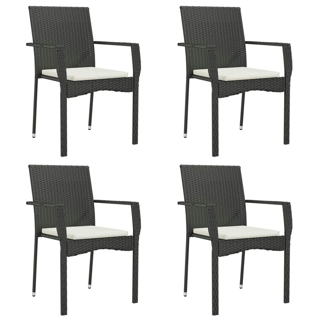 Garden Chairs with Cushions 4 pcs Poly Rattan Black 319883