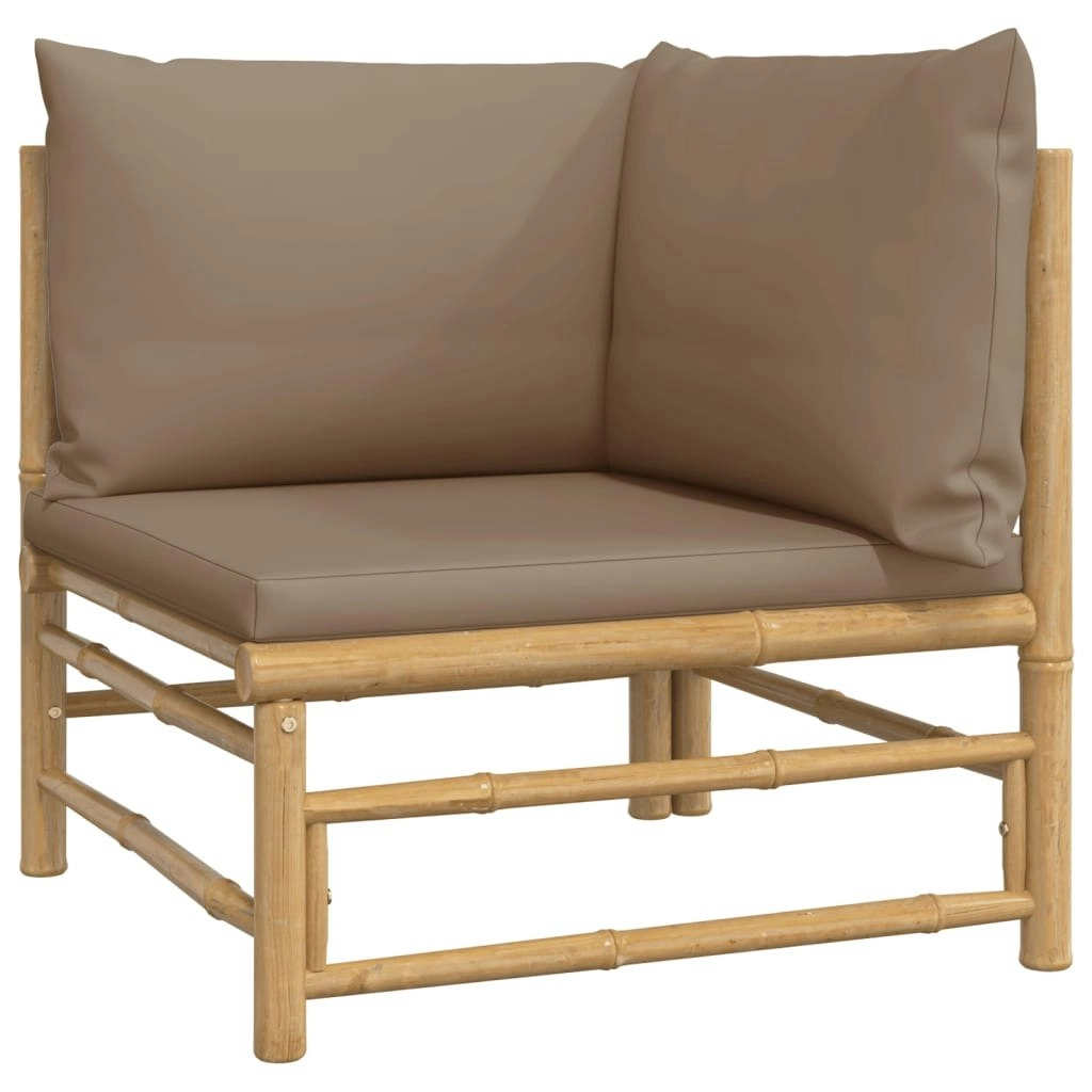 Garden Corner Sofa with Taupe Cushions Bamboo 362286