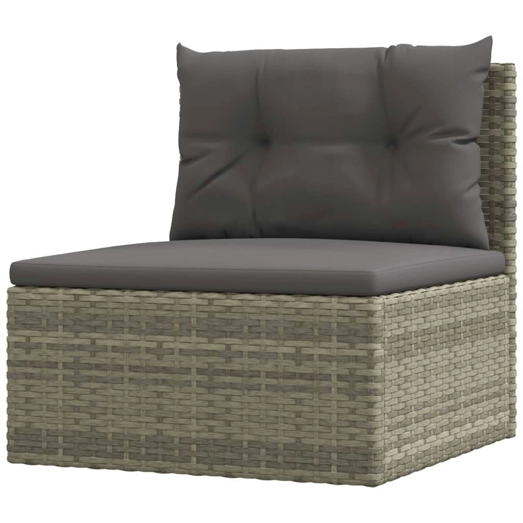 Garden Middle Sofa with Cushions Grey Poly Rattan 319601