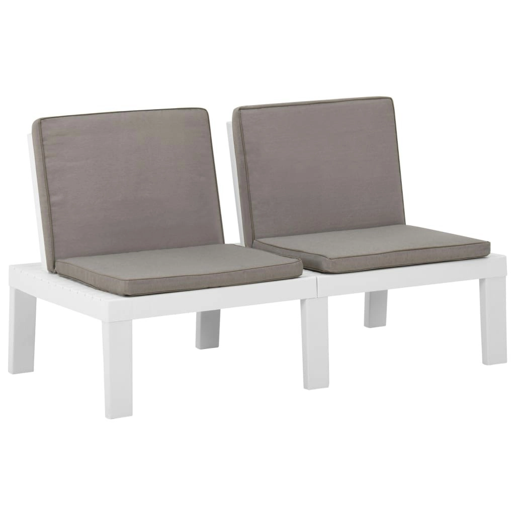 Garden Lounge Bench with Cushion Plastic White 315848