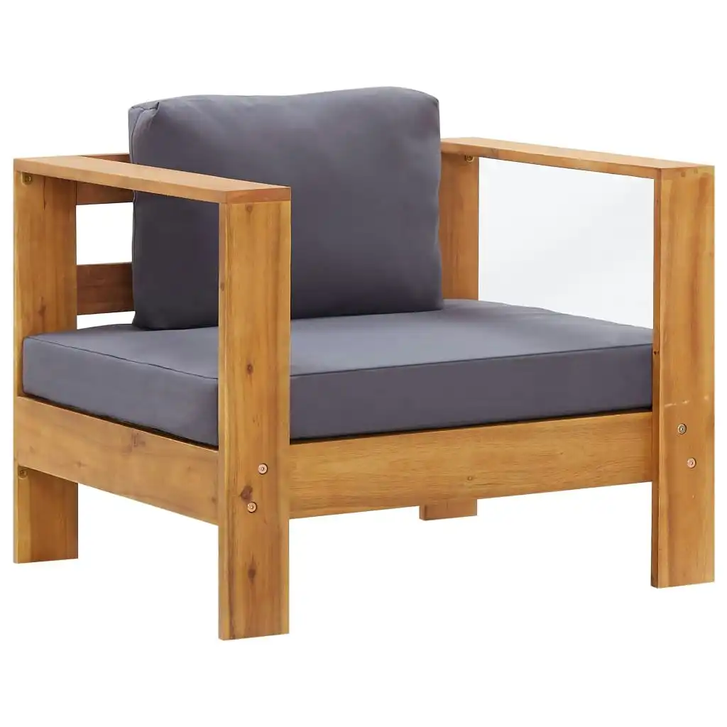 Garden Sofa Chair with Cushion Dark Grey Solid Acacia Wood 47275