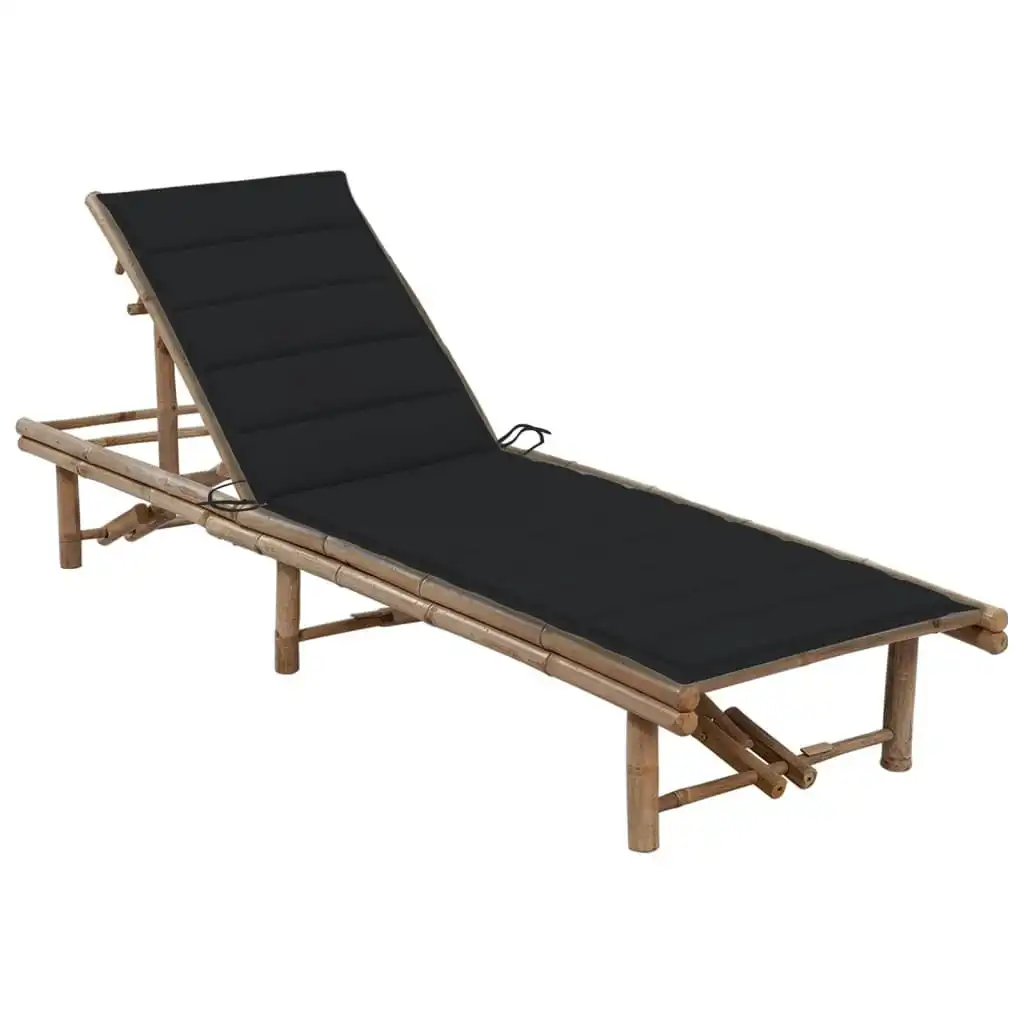 Garden Sun Lounger with Cushion Bamboo 3061639